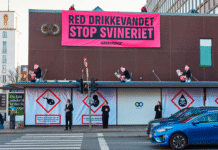 Aktivister fra Greenpeace i aktion mod landbruget for det danske drikkevand